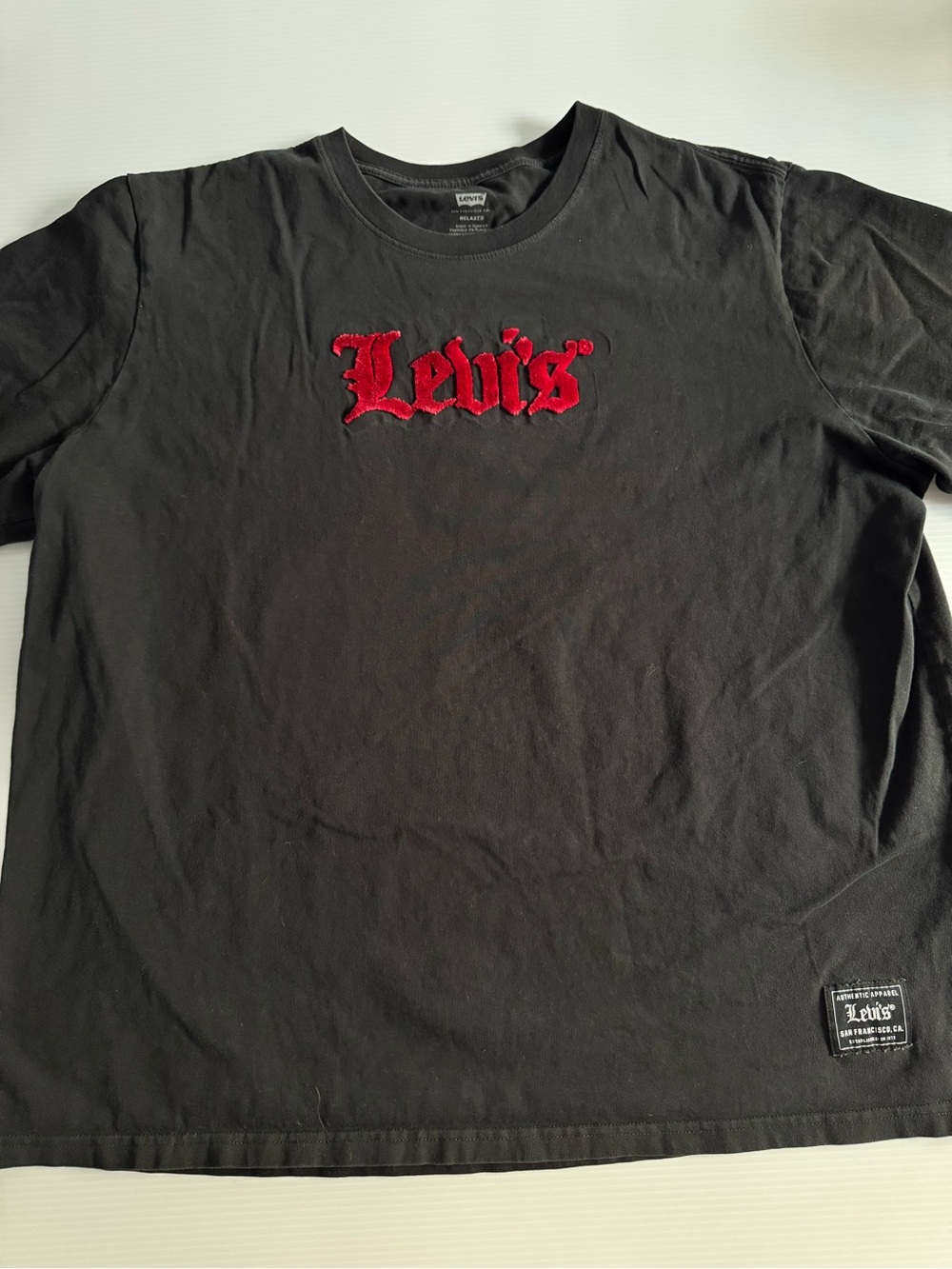 Levi's Black Short Sleeve Tee with Red Script Logo